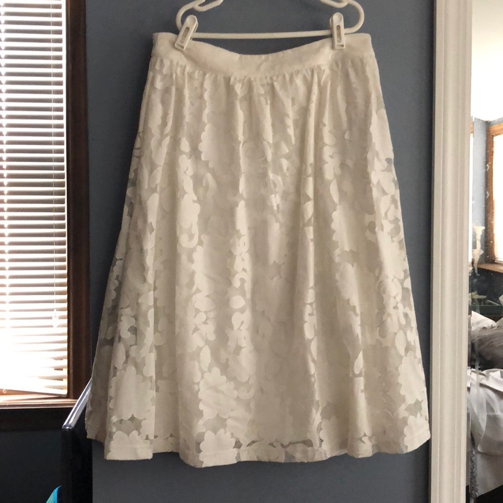 White lace skirt, mid calf length